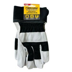 Firm Grip Goat Skin Leather Gloves Large Black White Safety Cuff No Break-In NEW